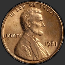 аверс 1¢ (penny) 1981 "USA - 1 Cent / 1981 - P"