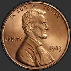 аверс 1¢ (penny) 1983 "EUA - 1 Cent / 1983 - P"