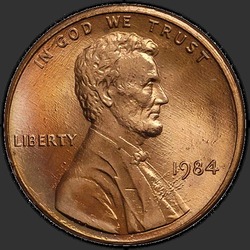 аверс 1¢ (penny) 1984 "EUA - 1 Cent / 1984 - P"