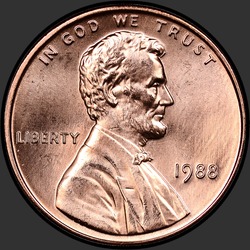 аверс 1¢ (penny) 1988 "USA - 1 Cent / 1988 - P"