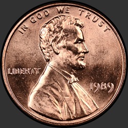 аверс 1¢ (penny) 1989 "USA - 1 Cent / 1989 - P"