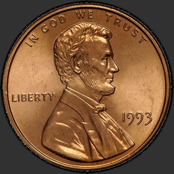 аверс 1¢ (penny) 1993 "الولايات المتحدة الأمريكية - 1 سنت / 1993 - P"