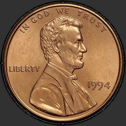 аверс 1¢ (penny) 1994 "USA  -  1セント/ 1994  -  P"