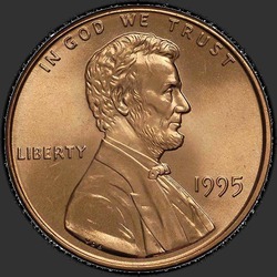 аверс 1¢ (пенни) 1995 "USA - 1 Cent / 1995 - P"