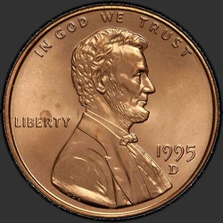 аверс 1¢ (penny) 1995 "संयुक्त राज्य अमरीका - 1 प्रतिशत / 1995 - डी"