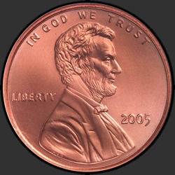 аверс 1¢ (penny) 2005 "الولايات المتحدة الأمريكية - 1 سنت / 2005 - P"