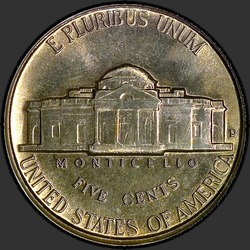 реверс 5¢ (никель) 1957 "США - 5 Cents / 1957 - D"