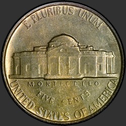 реверс 5¢ (никель) 1958 "США - 5 Cents / 1958 - P"