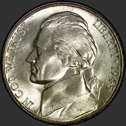 аверс 5¢ (никель) 1945 "USA - 5 Cents / 1945 - S"