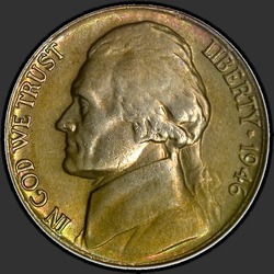 аверс 5¢ (никель) 1946 "USA - 5 Cents / 1946 - Jefferson Five Cent 1946"