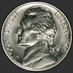 аверс 5¢ (никель) 1962 "США - 5 Cents / 1962 - P"