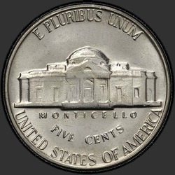 реверс 5¢ (nickel) 1969 "EUA - 5 cêntimos / 1969 - D"