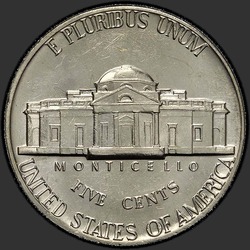реверс 5¢ (nickel) 1972 "EUA - 5 cêntimos / 1972 - D"