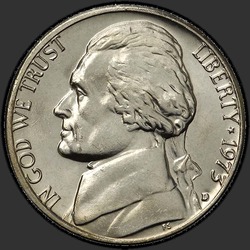 аверс 5¢ (никель) 1973 "США - 5 Cents / 1973 - D"