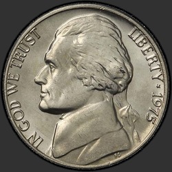аверс 5¢ (никель) 1975 "США - 5 Cents / 1975 - P"