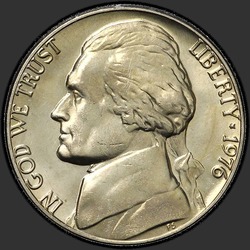 аверс 5¢ (nickel) 1976 "EUA - 5 cêntimos / 1976 - P"