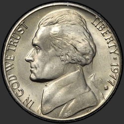 аверс 5¢ (никель) 1977 "США - 5 Cents / 1977 - D"