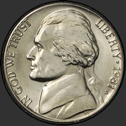 аверс 5¢ (nickel) 1981 "EUA - 5 cêntimos / 1981 - D"