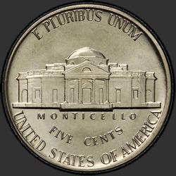реверс 5¢ (nickel) 1981 "EUA - 5 cêntimos / 1981 - D"