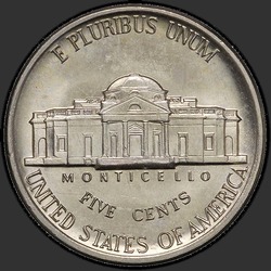 реверс 5¢ (nickel) 1984 "EUA - 5 cêntimos / 1984 - D"