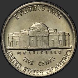 реверс 5¢ (nickel) 1986 "EUA - 5 cêntimos / 1986 - P"