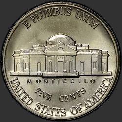 реверс 5¢ (nickel) 1987 "EUA - 5 cêntimos / 1987 - P"
