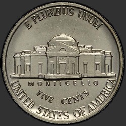 реверс 5¢ (nickel) 1988 "EUA - 5 cêntimos / 1988 - P"