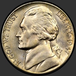 аверс 5¢ (nickel) 1947 "EUA - 5 cêntimos / 1947 - S"