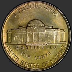 реверс 5¢ (nickel) 1948 "EUA - 5 cêntimos / 1948 - P"