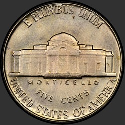 реверс 5¢ (nickel) 1949 "USA  -  5セント/ 1949  -  P"