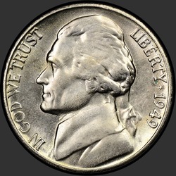 аверс 5¢ (nickel) 1949 "USA - 5 Cents / 1949 - S"