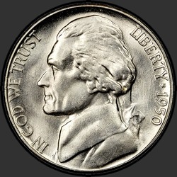 аверс 5¢ (nickel) 1950 "EUA - 5 cêntimos / 1950 - D"