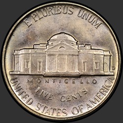 реверс 5¢ (nickel) 1951 "USA - 5 centesimi / 1951 - D"