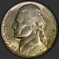 аверс 5¢ (nickel) 1952 "EUA - 5 cêntimos / 1952 - P"