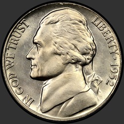 аверс 5¢ (никель) 1952 "США - 5 Cents / 1952 - D"