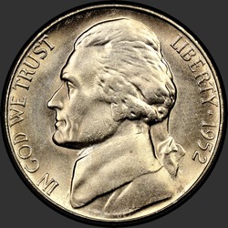 аверс 5¢ (nickel) 1952 "الولايات المتحدة الأمريكية - 5 سنت / 1952 - S"
