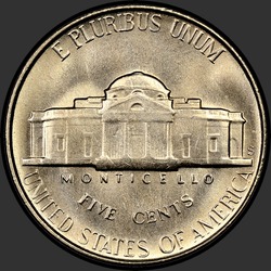 реверс 5¢ (nickel) 1952 "EUA - 5 cêntimos / 1952 - S"