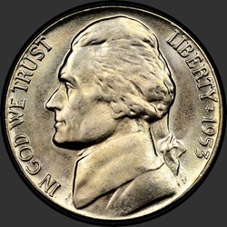 аверс 5¢ (никель) 1953 "США - 5 Cents / 1953 - D"