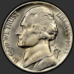 аверс 5¢ (никель) 1953 "США - 5 Cents / 1953 - S"