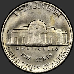реверс 5¢ (nickel) 1953 "USA - 5 centů / 1953 - S"