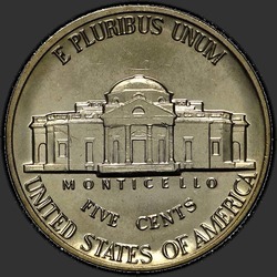 реверс 5¢ (nickel) 1988 "الولايات المتحدة الأمريكية - 5 سنت / 1988 - D"