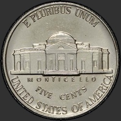 реверс 5¢ (nickel) 1992 "EUA - 5 cêntimos / 1992 - P"