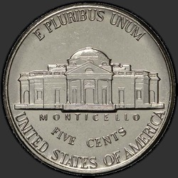 реверс 5¢ (nickel) 1993 "EUA - 5 cêntimos / 1993 - P"