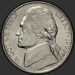 аверс 5¢ (никель) 1993 "США - 5 Cents / 1993 - D"