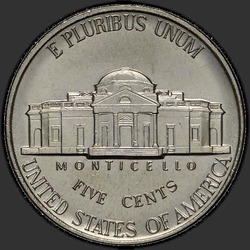 реверс 5¢ (nickel) 1993 "USA - 5 centesimi / 1993 - D"