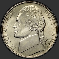 аверс 5¢ (никель) 1994 "USA - 5 Cents / 1994 - P"