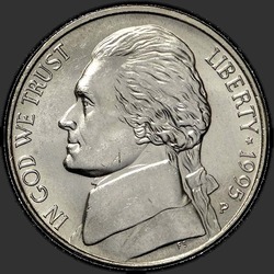 аверс 5¢ (никель) 1995 "США - 5 Cents / 1995 - P"