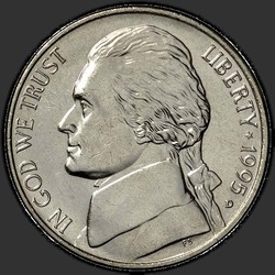 аверс 5¢ (nickel) 1995 "미국 - 5 센트 / 1995 - D"