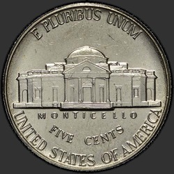реверс 5¢ (nickel) 1996 "EUA - 5 cêntimos / 1996 - P"
