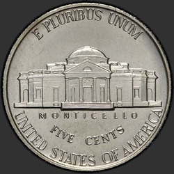 реверс 5¢ (никель) 1996 "США - 5 Cents / 1996 - D"